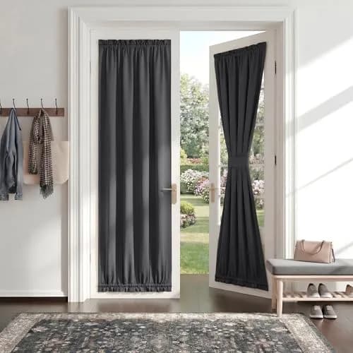 PONY DANCE Gray Door Curtain 54" W x 72" L | Blackout Privacy Panel with Tieback thumbnail 1