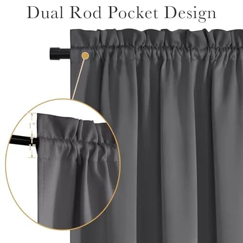 PONY DANCE Gray Door Curtain 54" W x 72" L | Blackout Privacy Panel with Tieback thumbnail 6