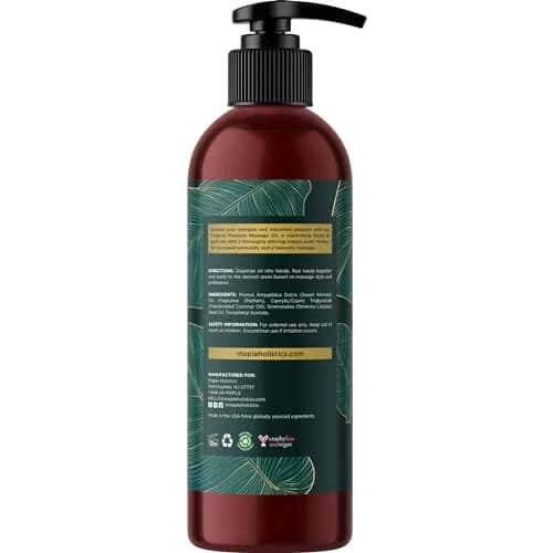 Maple Holistics Tropical Sensual Massage Oil 8 Fl Oz | Coconut & Sweet Almond with Mango Scent, Vegan & Gluten-Free thumbnail 4