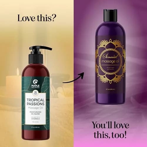 Maple Holistics Tropical Sensual Massage Oil 8 Fl Oz | Coconut & Sweet Almond with Mango Scent, Vegan & Gluten-Free thumbnail 5