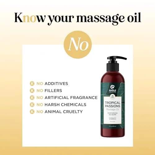 Maple Holistics Tropical Sensual Massage Oil 8 Fl Oz | Coconut & Sweet Almond with Mango Scent, Vegan & Gluten-Free thumbnail 7