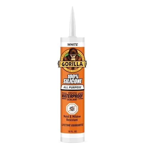 Gorilla Silicone Waterproof Caulk 10 oz | Mold & Mildew Resistant, Flexible Seal, White thumbnail 1