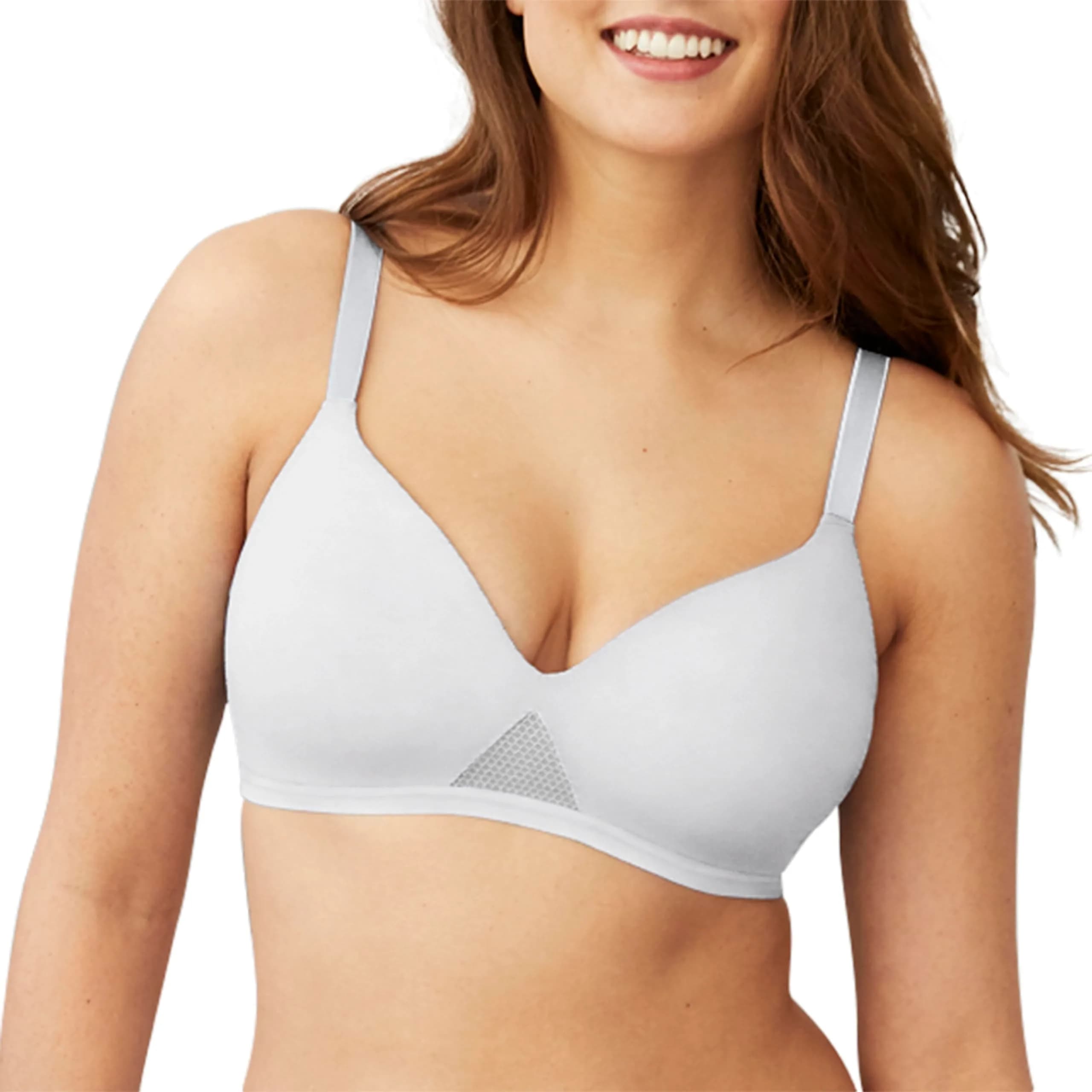 Hanes Womens Oh So Light Foam ComfortFlex Fit Wirefree Bra, White, Medium US | Full Coverage, Lightweight Support