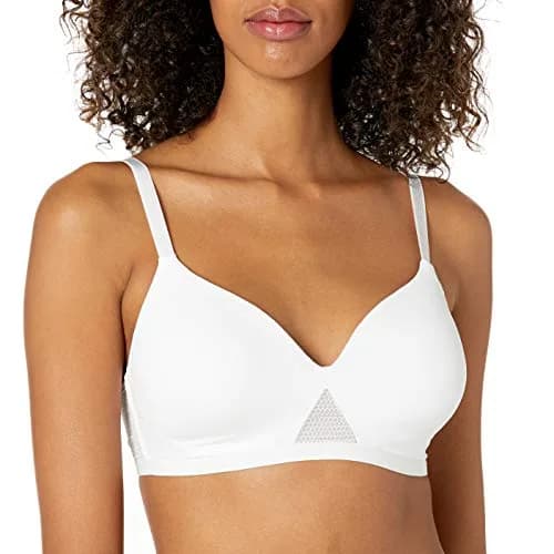 Hanes Womens Oh So Light Foam ComfortFlex Fit Wirefree Bra, White, Medium US | Full Coverage, Lightweight Support thumbnail 2
