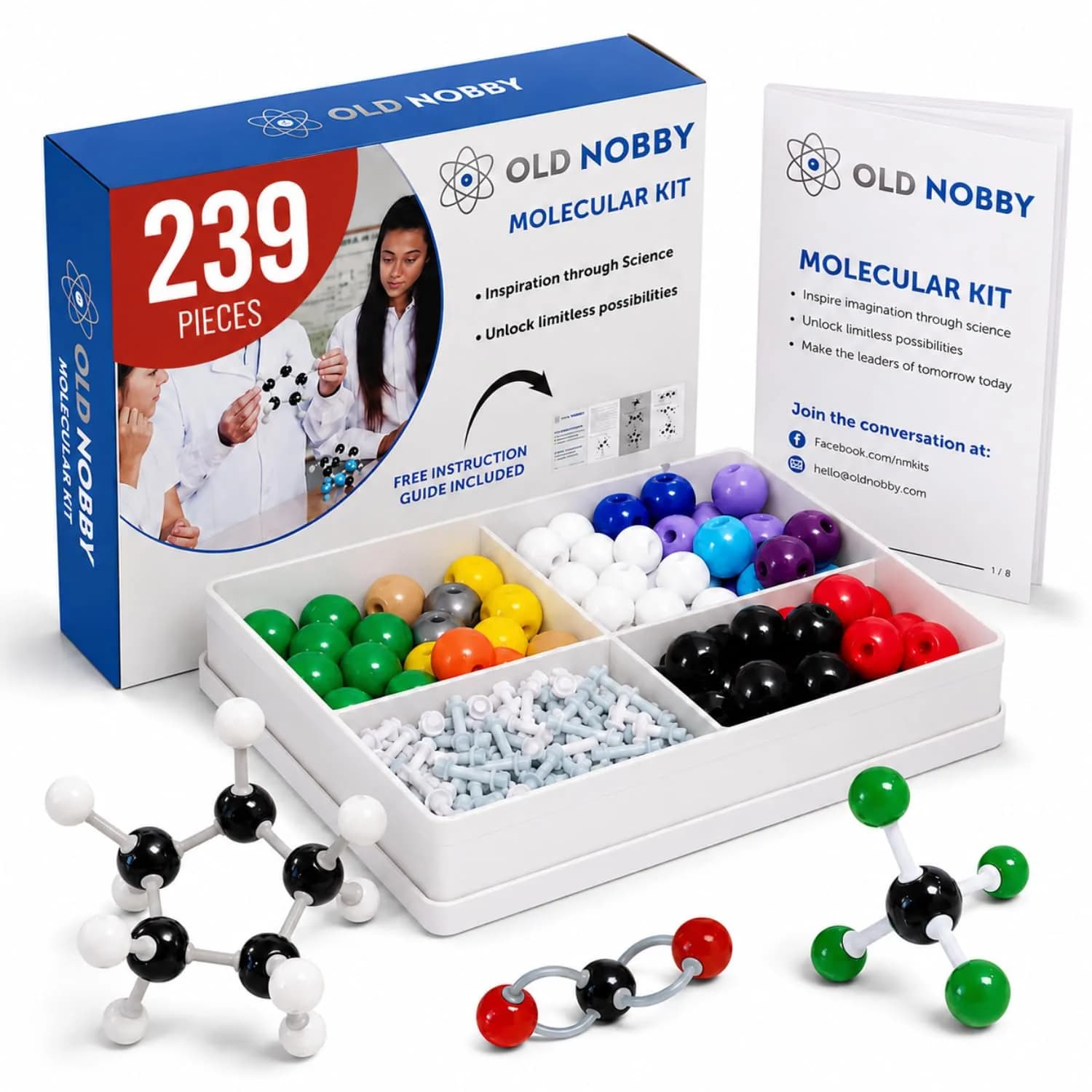 Old Nobby Organic Chemistry Model Kit 239 PCS | Molecular Model Kit for Students
