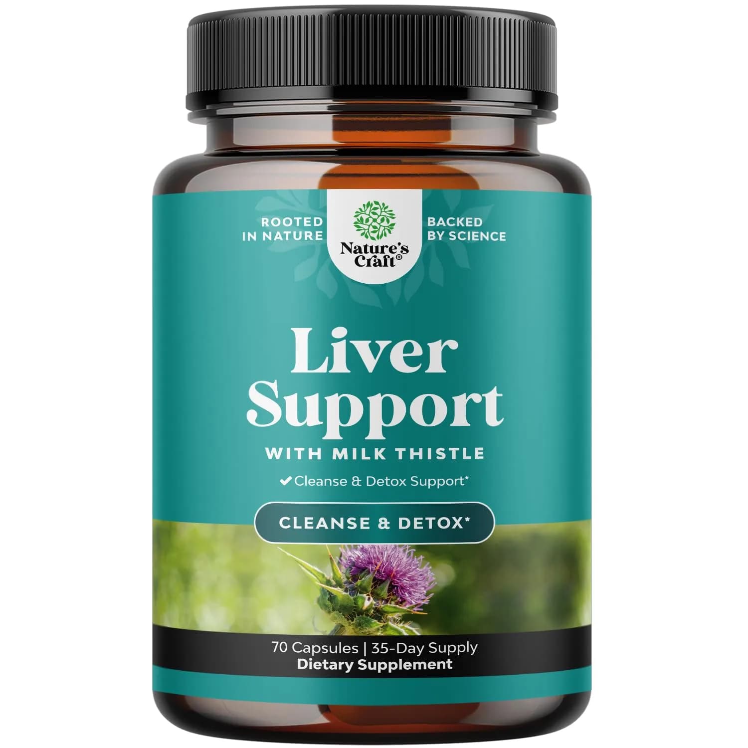 Natures Craft Liver Cleanse Detox & Repair Milk Thistle Supplement 70 Count | Supports Digestion & Immune Health - main product image