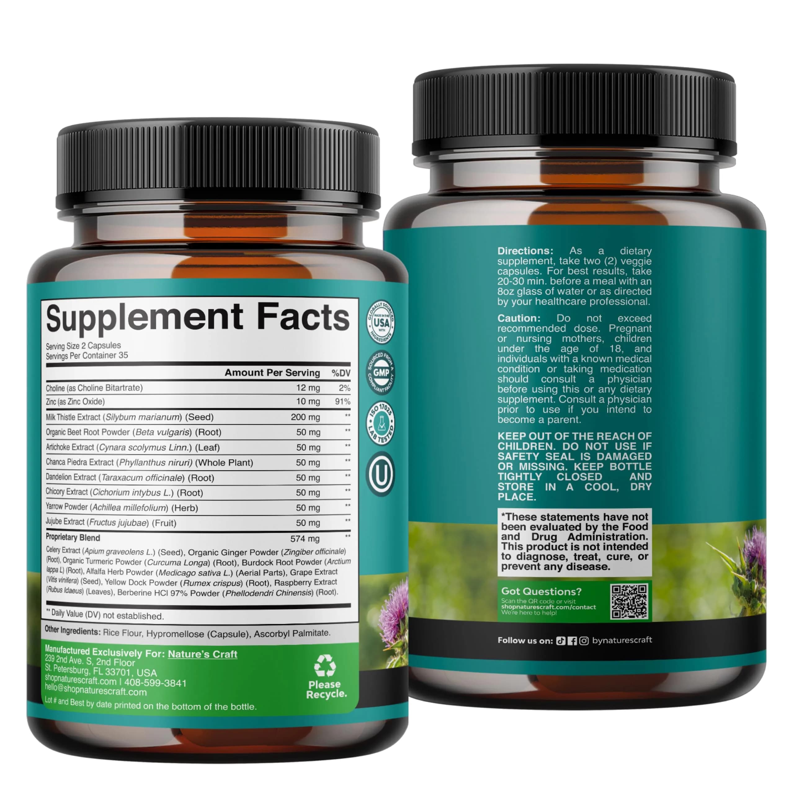 Natures Craft Liver Cleanse Support Milk Thistle Supplement with Choline 70 Count | Advanced Liver Health Formula - view 7