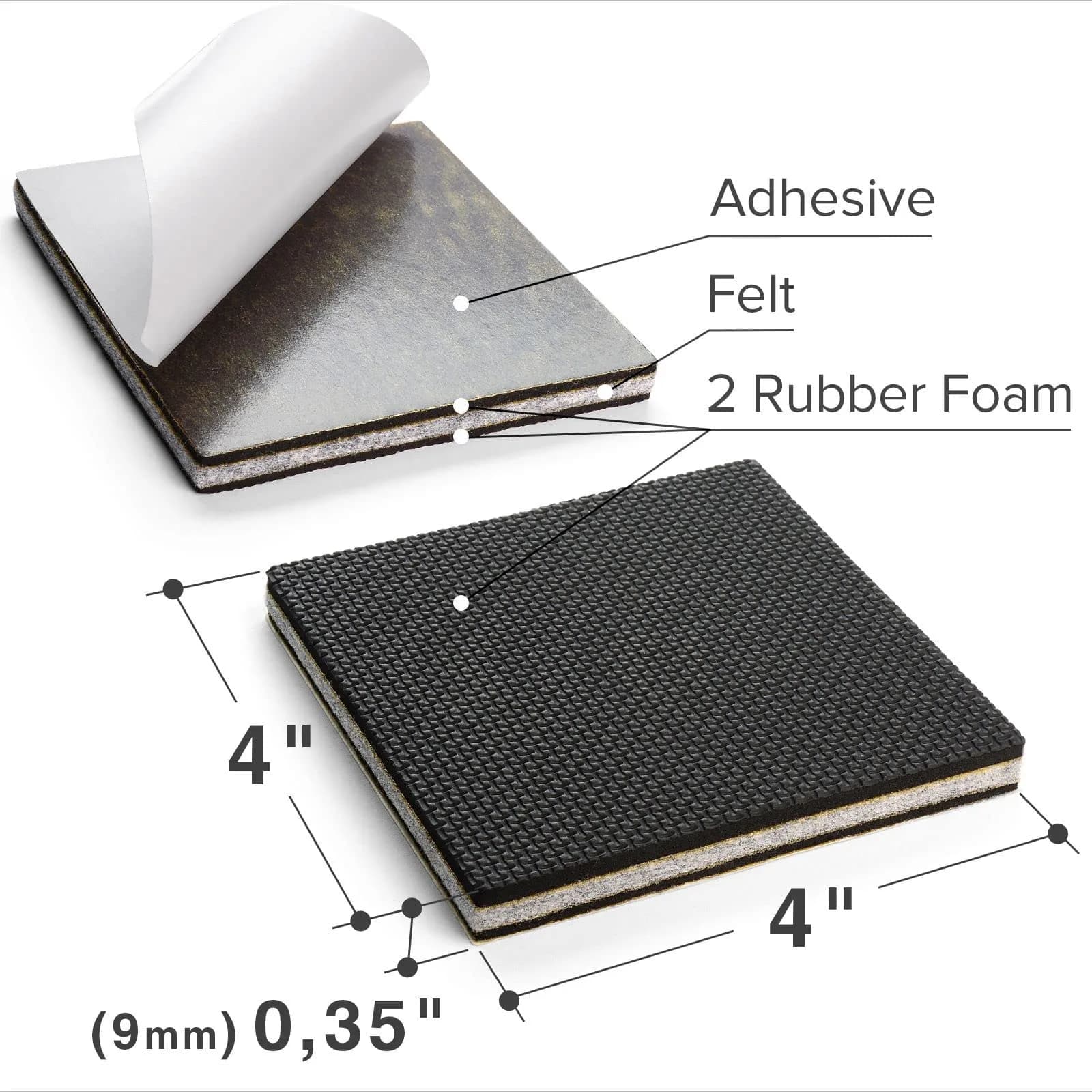 X-Protector Non Slip Furniture Pads 4 Inch Square (8 Pack) | Premium Furniture Grippers for Hardwood, Laminate, Tile Floors - view 3