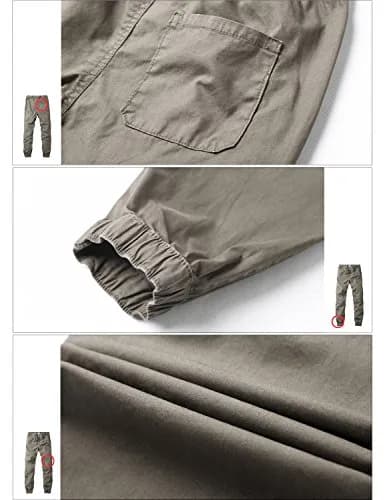 Match Men's Jogger Pant 34W x 30L (Light Khaki) | Comfortable Elastic Waist Tapered Fit thumbnail 5