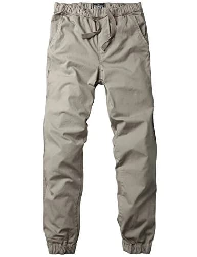 Match Men's Jogger Pant 34W x 30L (Light Khaki) | Comfortable Elastic Waist Tapered Fit thumbnail 2