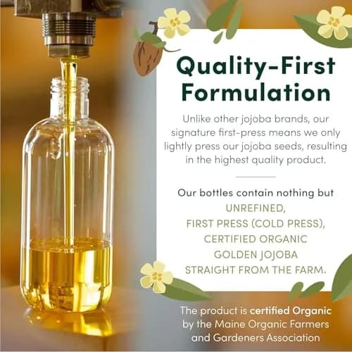 HobaCare Organic Jojoba Oil 4.22 oz | Pure, Hexane-Free, Fast-Absorbing for Skin & Hair thumbnail 3