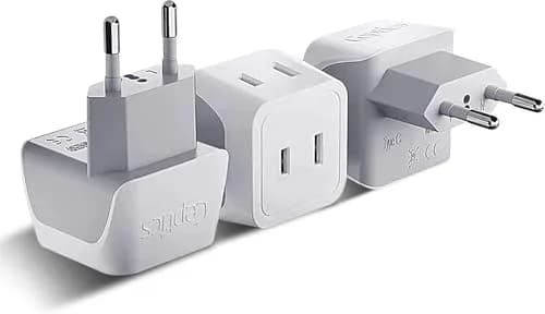 Ceptics European Travel Plug Adapter - Type C, Dual Input, Compact (3 Pack) | Compatible in most European countries thumbnail 1
