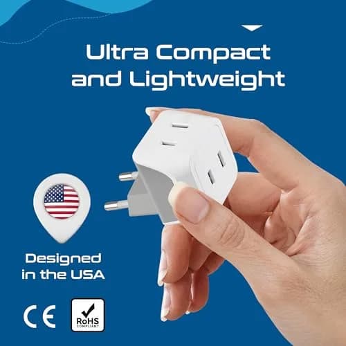 Ceptics European Travel Plug Adapter - Type C, Dual Input, Compact (3 Pack) | Compatible in most European countries thumbnail 6