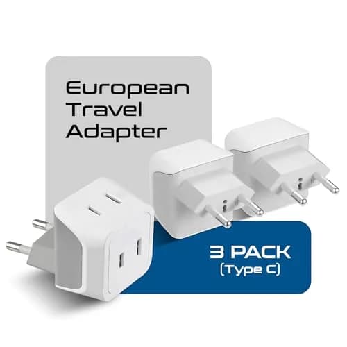 Ceptics European Travel Plug Adapter - Type C, Dual Input, Compact (3 Pack) | Compatible in most European countries thumbnail 2