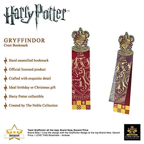 The Noble Collection Gryffindor Crest Bookmark | Metal Bookmark for Books thumbnail 3