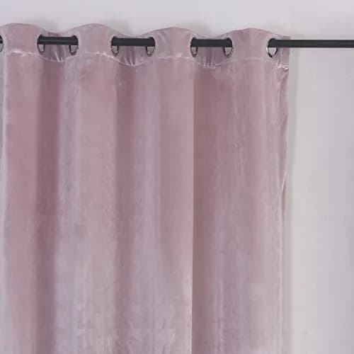 Cherry Home Velvet Curtains Set of 2 | Blackout, Pink, 52x72 inch for Bedroom thumbnail 3