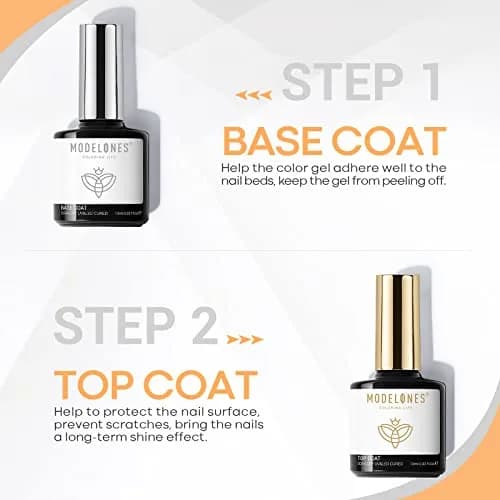 modelones Clear Gel Nail Polish Set 2PCS | Long-Lasting, No Wipe, Glossy Finish (10ml each) thumbnail 5