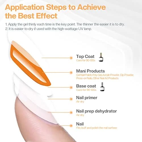 modelones Clear Gel Nail Polish Set 2PCS | Long-Lasting, No Wipe, Glossy Finish (10ml each) thumbnail 7