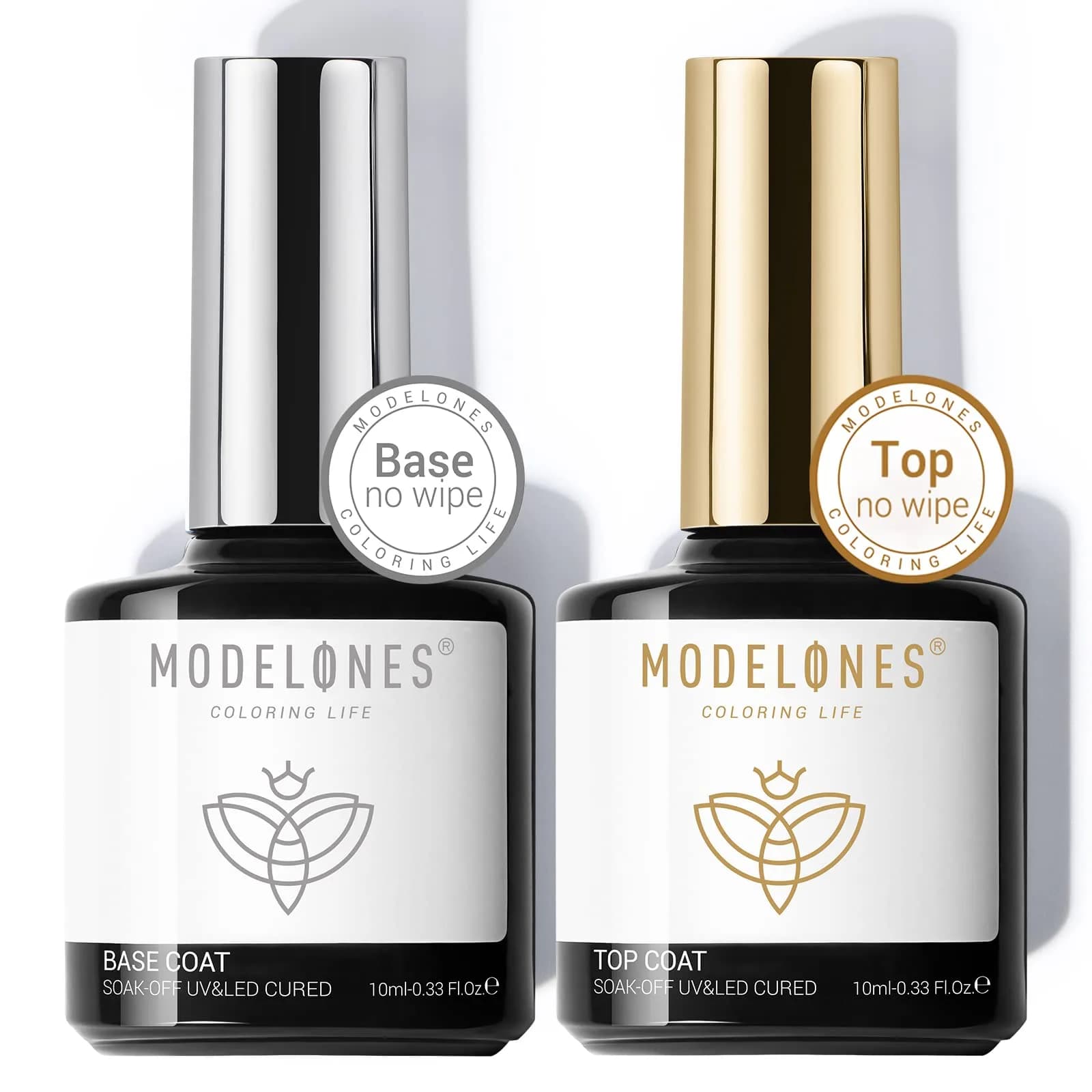 modelones Clear Gel Nail Polish Set 2PCS | Long-Lasting, No Wipe, Glossy Finish (10ml each)