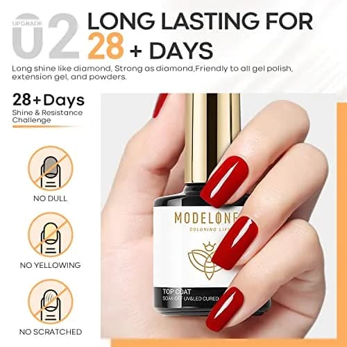 modelones Clear Gel Nail Polish Set 2PCS | Long-Lasting, No Wipe, Glossy Finish (10ml each) thumbnail 4