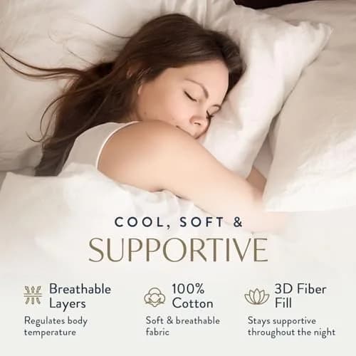 Digital Decor King Size Cotton Pillow Set of 2 | Cooling Hypoallergenic Support for Side & Back Sleepers thumbnail 2