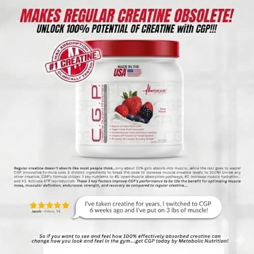 Metabolic Nutrition CGP Creatine Glycerol Phosphate 400g | Rapid Absorption & Muscle Pumps thumbnail 4