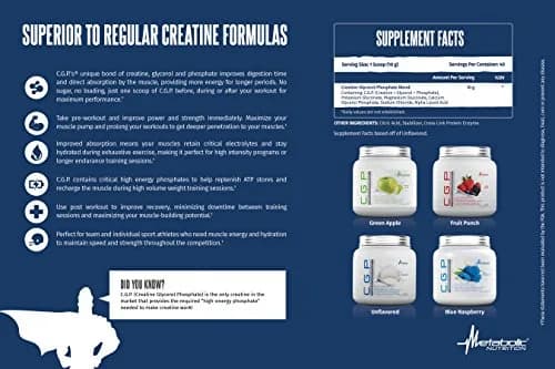 Metabolic Nutrition CGP Creatine Glycerol Phosphate 400g | Rapid Absorption & Muscle Pumps thumbnail 5