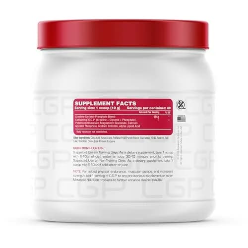 Metabolic Nutrition CGP Creatine Glycerol Phosphate 400g | Rapid Absorption & Muscle Pumps thumbnail 9