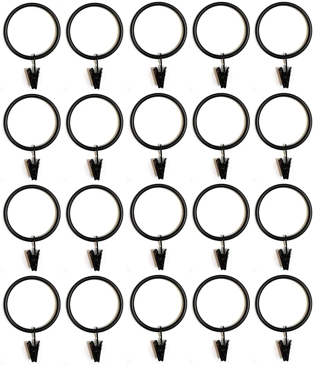 TEJATAN 2 Inch Metal Curtain Rings with Clips & Eyelets | Heavy Duty Support