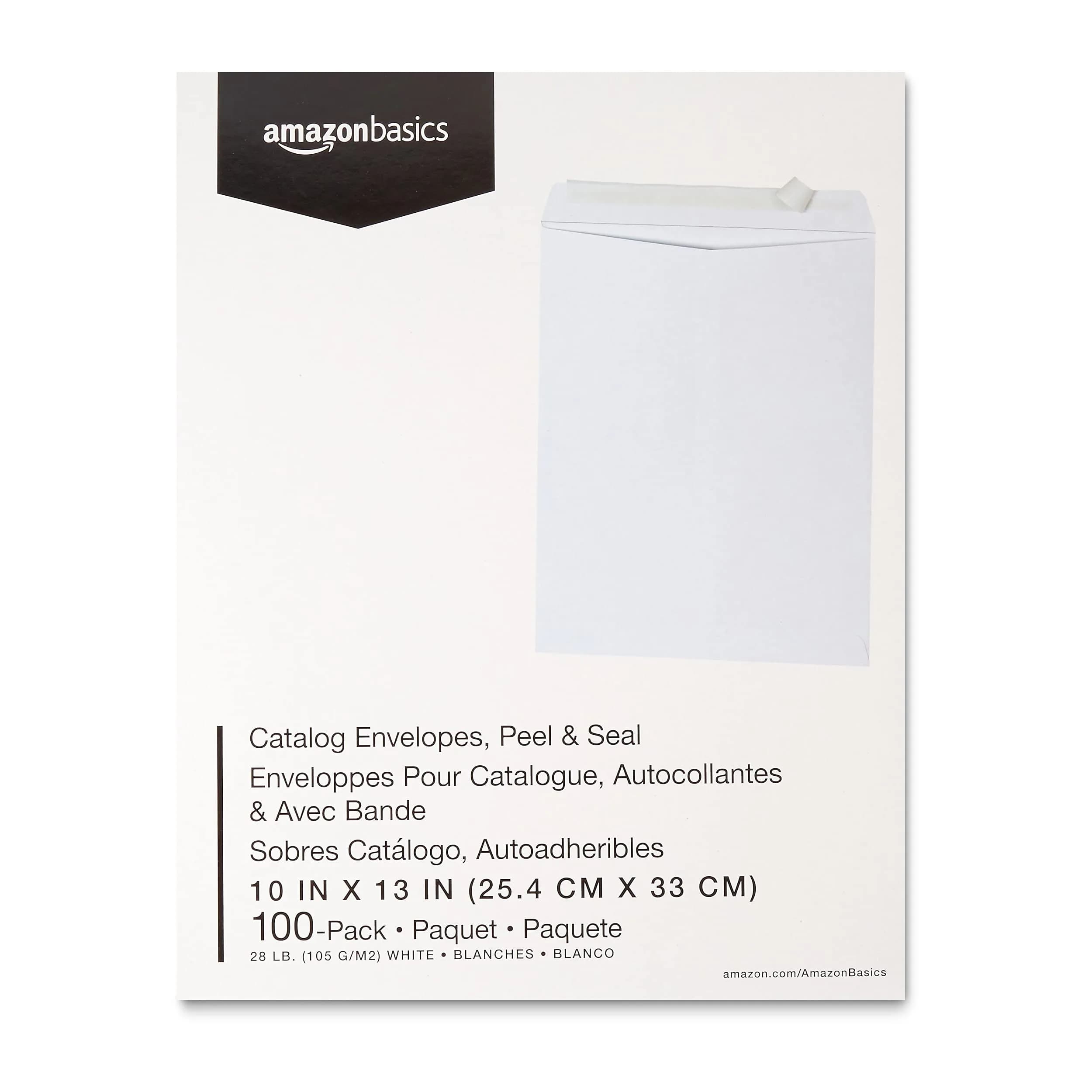 Amazon Basics Catalog Mailing Envelopes, Peel and Seal, 10x13 Inch, White, 100-Pack | 257 cm² (10x13 Inch) Catalog Envelopes - view 6