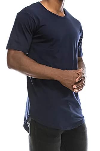 JC DISTRO Mens Hipster Hip Hop Cotton Elong Round Scallop Hemline T-Shirt Navy 3X-Large | Modern Casual Fit thumbnail 1