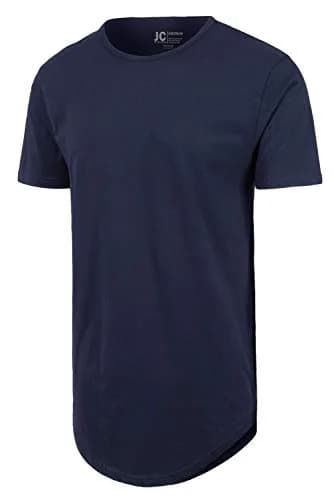 JC DISTRO Mens Hipster Hip Hop Cotton Elong Round Scallop Hemline T-Shirt Navy 3X-Large | Modern Casual Fit thumbnail 3