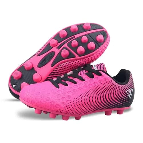 Vizari Stealth Boys Girls Soccer Cleats | Youth Firm Ground Athletic Shoes Pink/Black thumbnail 2