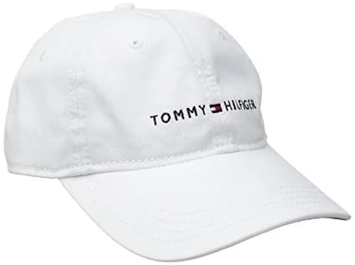 Tommy Hilfiger Men's White Logo Dad Baseball Cap - One Size, 100% Cotton - main product image