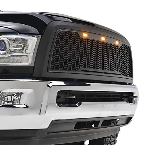 EAG Replacement ABS Upper Grille Front Hood Grill - Matte Black - with Amber LED Lights for 10-12 Ram 2500/3500 thumbnail 1