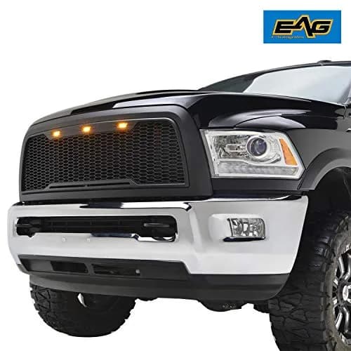 EAG Replacement ABS Upper Grille Front Hood Grill - Matte Black - with Amber LED Lights for 10-12 Ram 2500/3500 thumbnail 4