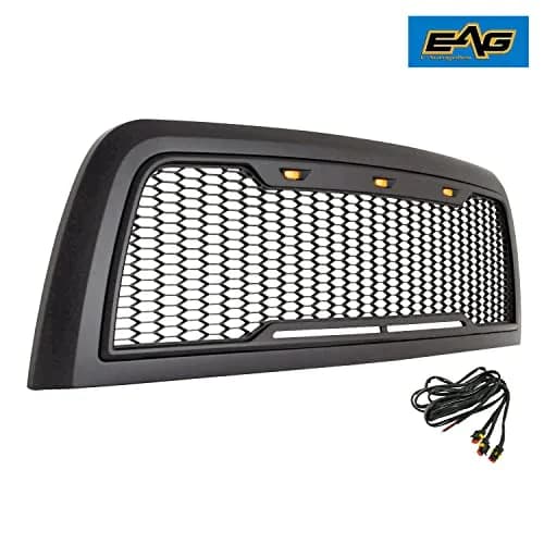 EAG Replacement ABS Upper Grille Front Hood Grill - Matte Black - with Amber LED Lights for 10-12 Ram 2500/3500 thumbnail 5
