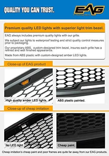 EAG Replacement ABS Upper Grille Front Hood Grill - Matte Black - with Amber LED Lights for 10-12 Ram 2500/3500 thumbnail 8