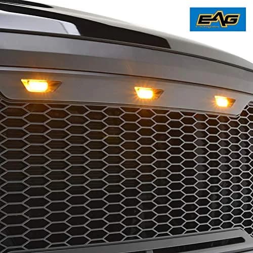 EAG Replacement ABS Upper Grille Front Hood Grill - Matte Black - with Amber LED Lights for 10-12 Ram 2500/3500 thumbnail 9