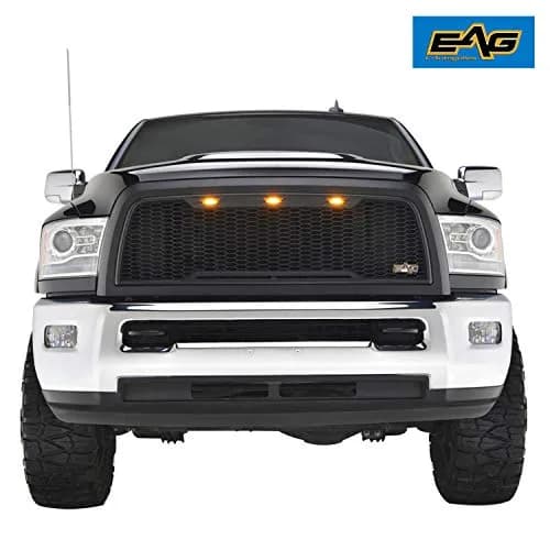 EAG Replacement ABS Upper Grille Front Hood Grill - Matte Black - with Amber LED Lights for 10-12 Ram 2500/3500 thumbnail 2