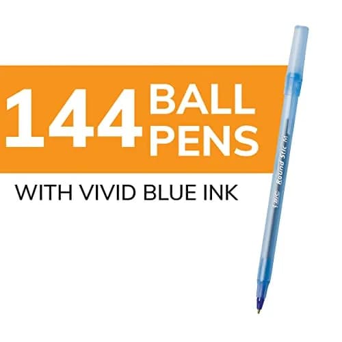 BIC Round Stic Xtra Life Blue Ballpoint Pens, 144-Count Pack | Smooth Ink Flow for Office & School thumbnail 2