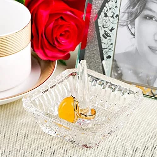 H&D HYALINE & DORA Crystal Ring Holder Dish 7.8cm (3.1") | Exquisite Glass Jewelry Organizer Tray for Rings & Earrings thumbnail 7