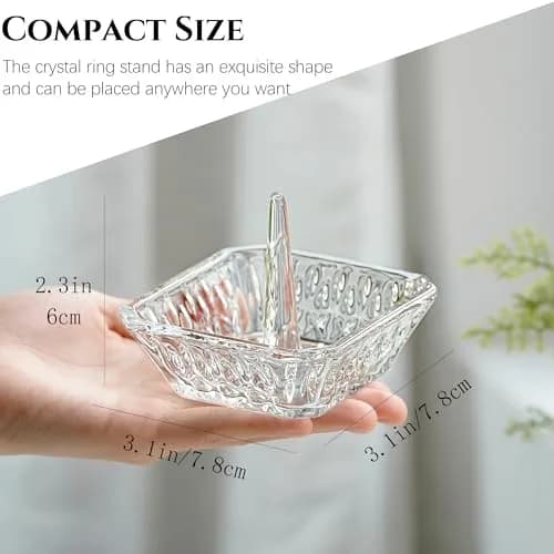 H&D HYALINE & DORA Crystal Ring Holder Dish 7.8cm (3.1") | Exquisite Glass Jewelry Organizer Tray for Rings & Earrings thumbnail 3