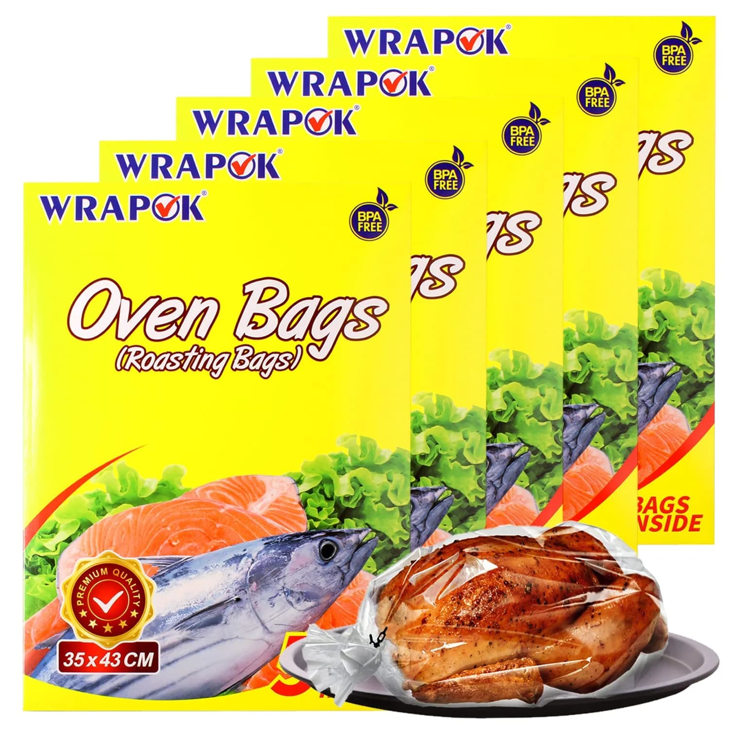 WRAPOK Food Storage Bags Medium Size Roasting Baking Bag 14 x 17 Inch Pack of 25 — 14 x 17 Inch