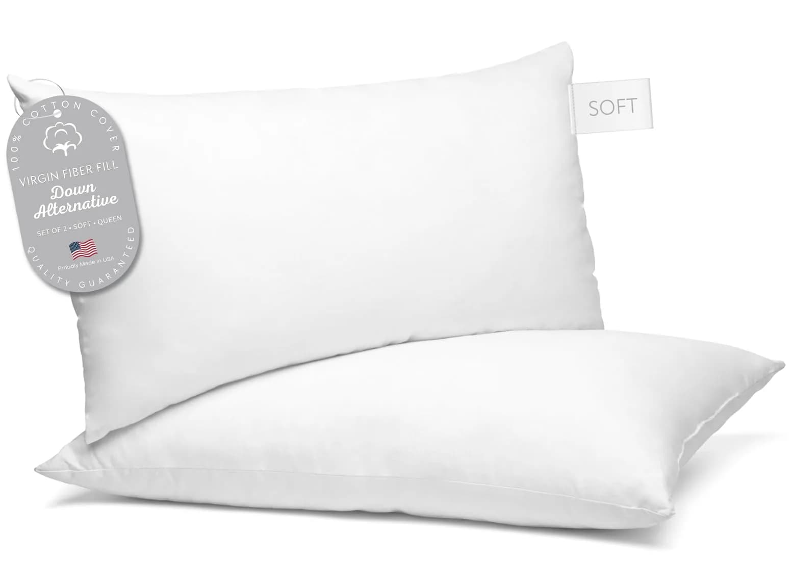 Digital Decor 100% Cotton Hotel Pillows Queen Size Set of 2 | Cooling, Hypoallergenic Support for Side & Back Sleepers