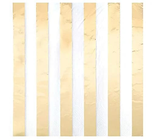 Unique Elegant Gold Foil Stripes Luncheon Napkins (16-Pack) | Perfect for Parties & Special Occasions thumbnail 1