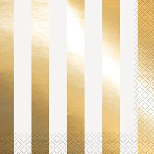 Unique Elegant Gold Foil Stripes Luncheon Napkins (16-Pack) | Perfect for Parties & Special Occasions thumbnail 4