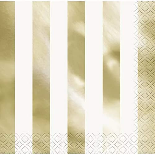 Unique Elegant Gold Foil Stripes Luncheon Napkins (16-Pack) | Perfect for Parties & Special Occasions thumbnail 2