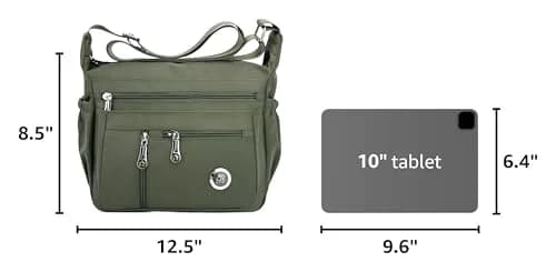 Fabuxry Green Handbag for Women Crossbody Bag Messenger Style | Water-Resistant Nylon, Adjustable Strap thumbnail 3