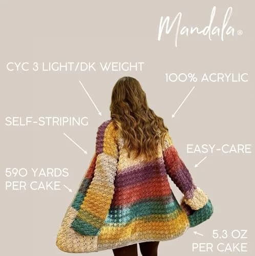 Lion Brand Yarn Mandala DK Crochet Yarn Pixie Multicolor 150g (5.3oz) | 590yd (540m) Light DK Weight Acrylic thumbnail 4